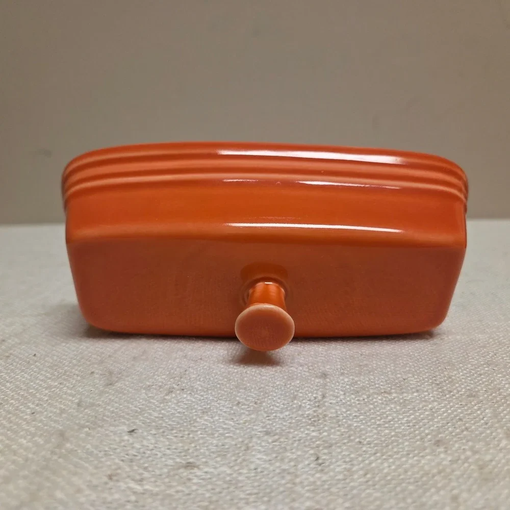 Fiesta Extra Large Covered Butter Dish Poppy Orange Ceramic USA Made